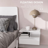 easycomfort easycomfort set da 2 comodini moderni sospesi con cassetto e mensola in legno 35x32x22 5cm bianco lucido