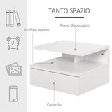 easycomfort easycomfort set da 2 comodini sospesi per camera da letto con cassetto e mensola superiore in legno 35x32x22 5cm