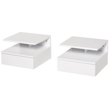 easycomfort easycomfort set da 2 comodini sospesi per camera da letto con cassetto e mensola superiore in legno 35x32x22 5cm