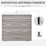 easycomfort easycomfort cassettiera camera da letto moderna 4 cassetti con maniglie in alluminio e struttura in legno 76x35x72cm bianco e grigio