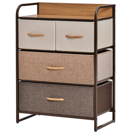 easycomfort easycomfort cassettiera 4 cassetti pieghevoli in tessuto e ripiano in mdf arredamento soggiorno e camera 58x29x78 5cm multicolore