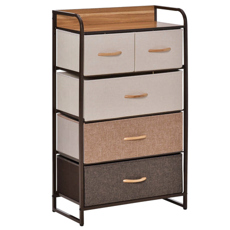 easycomfort easycomfort cassettiera 5 cassetti pieghevoli in tessuto e ripiano in mdf arredamento soggiorno e camera 58x29x99cm multicolore