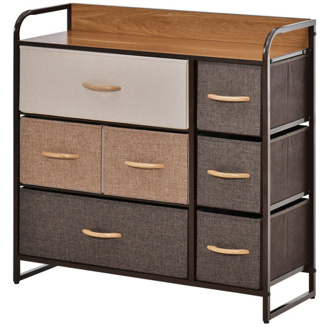 easycomfort easycomfort cassettiera 7 cassetti pieghevoli in tessuto e ripiano in mdf arredamento soggiorno e camera 80x29x78 5cm multicolore
