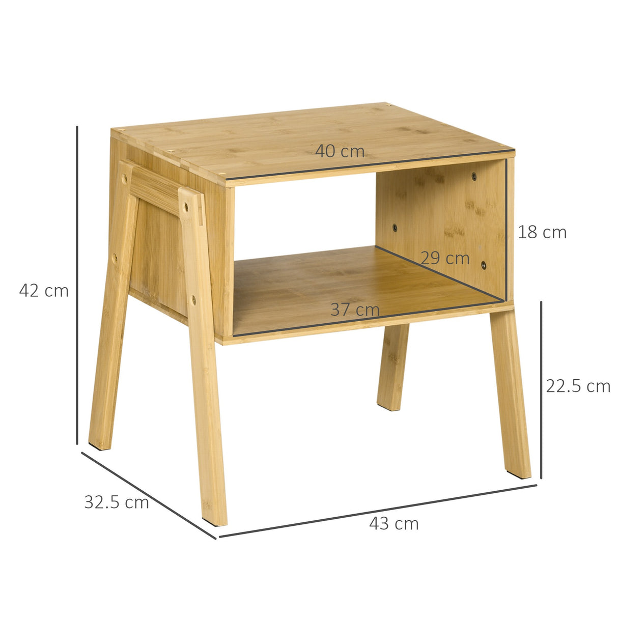 easycomfort easycomfort comodino multiuso tavolino da divano in bambu design aperto 43x32 5x42cm