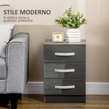 easycomfort easycomfort set 2 comodini moderni con 3 cassetti per camera da letto e soggiorno in truciolato 40x36x56 cm grigio