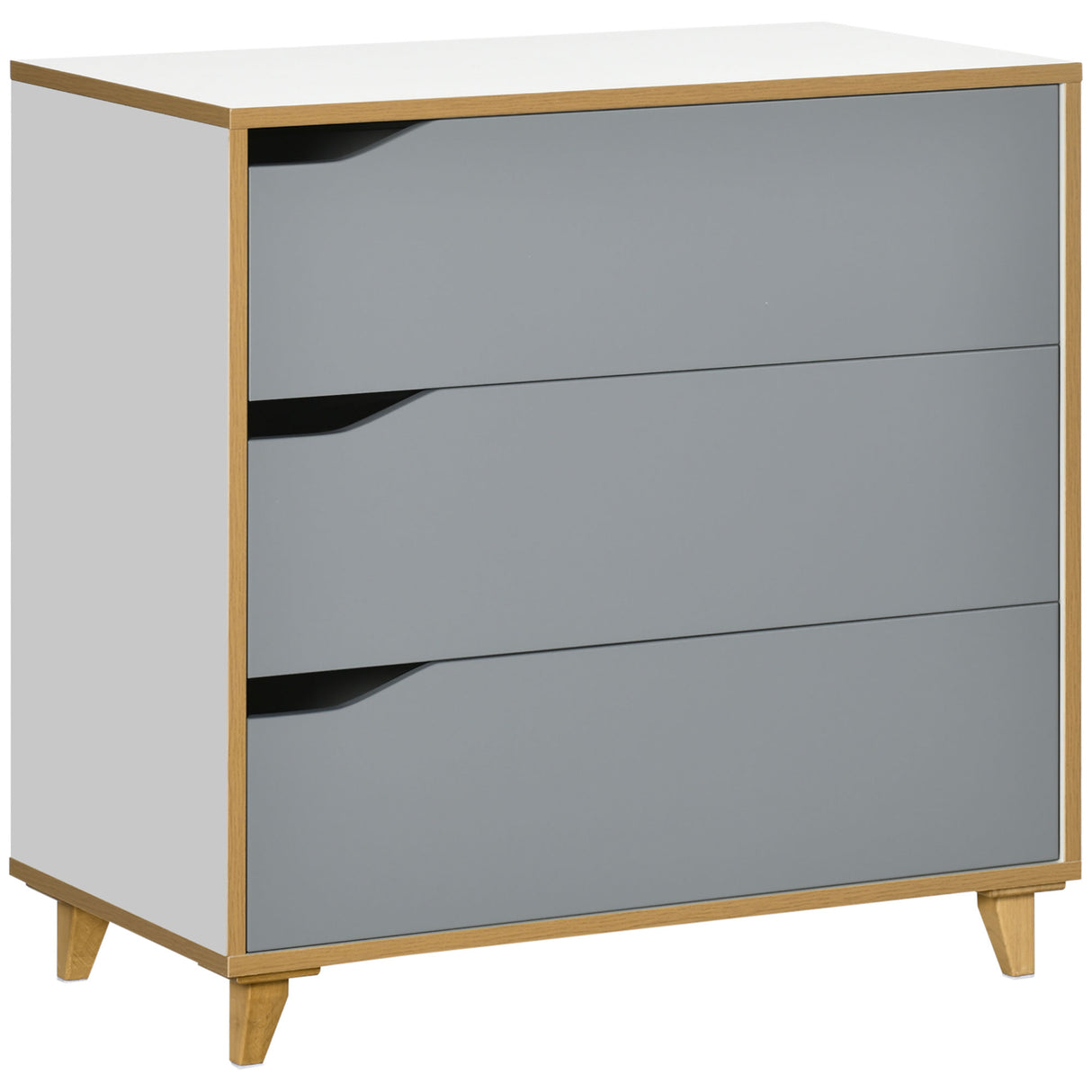 easycomfort easycomfort cassettiera 3 cassetti in truciolato e mdf per camera da letto e soggiorno 75x42x75 cm bianca grigia e marrone