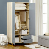 easycomfort easycomfort guardaroba a 2 ante in truciolato e mdf con 3 ripiani e 2 cassetti 88 9x50 1x184 5 cm