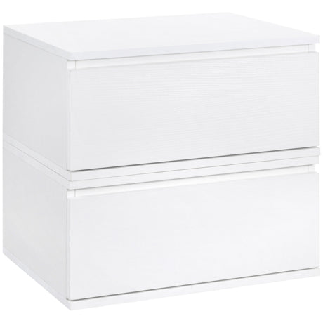 easycomfort easycomfort comodino set 2 pezzi con cassetto e design sospeso in truciolato e mdf 49x38x23 cm bianco