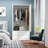 easycomfort easycomfort armadio guardaroba in truciolato bianco con appendiabiti e 2 cassetti scorrevoli per camere da letto 100x60x200 cm