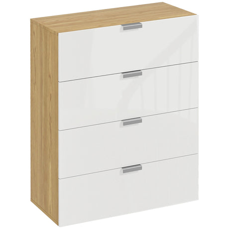 easycomfort easycomfort cassettiera con 4 cassetti per soggiorno e camera da letto con maniglie in lega di alluminio 70x35x92cm bianco