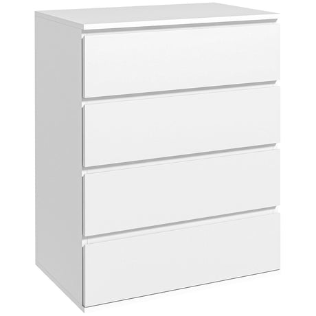 easycomfort easycomfort cassettiera 4 cassetti in truciolato con guide in metallo e maniglie scanalate 60x40x80 cm bianco