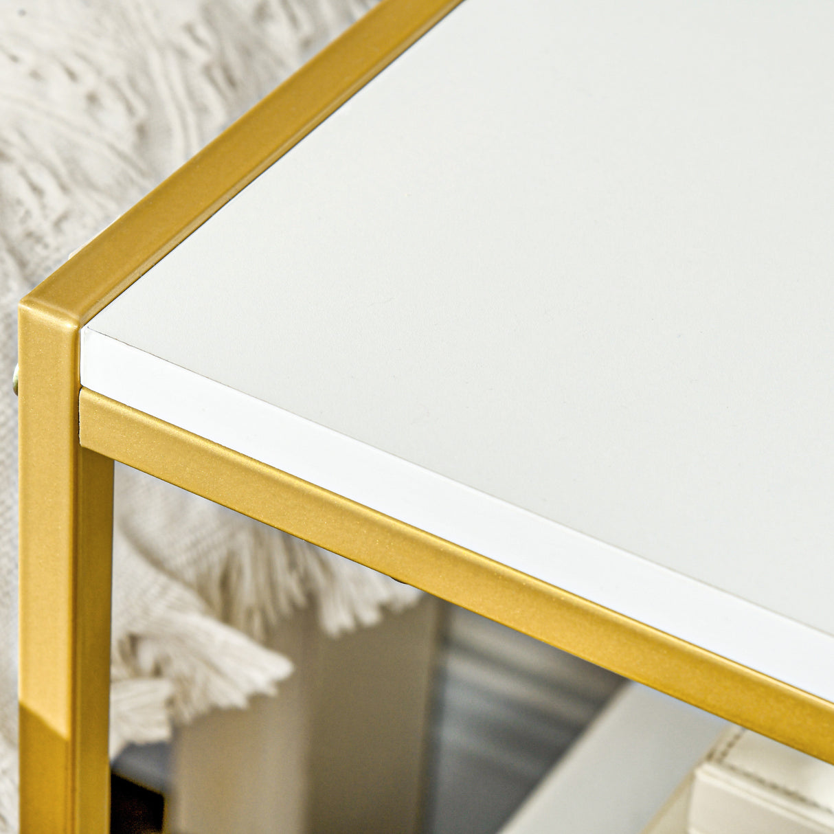 easycomfort easycomfort set di 2 comodini moderni con cassetto e ripiano aperto 50x40x55cm bianco e oro