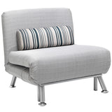 easycomfort easycomfort poltrona letto in ferro e cotone con cuscino a righe 75 x 70 x 75cm grigio ean 8055776914640