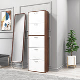 easycomfort easycomfort scarpiera slim a 5 livelli con 2 ripiani per livello in mdf 60x28x189 cm bianco e marrone