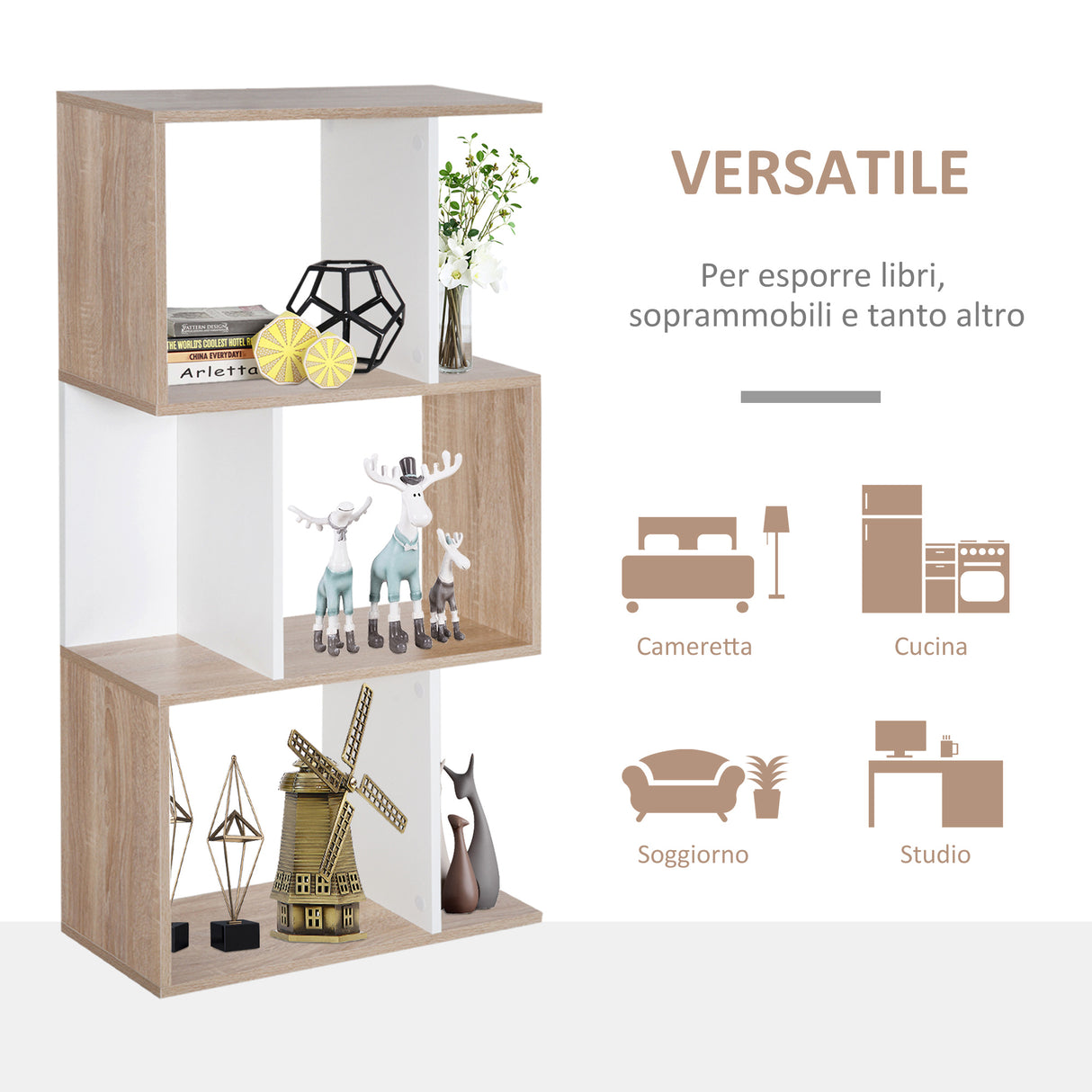 easycomfort easycomfort libreria di design scaffale ufficio legno moderna 3 ripiani 60 24 111 4cm ean 8054111841740