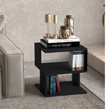 easycomfort easycomfort tavolino da salotto basso a 3 ripiani tavolino da caffe in legno arredamento moderno salvaspazio nero 40x40x43cm