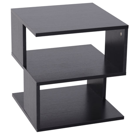 easycomfort easycomfort tavolino da salotto basso a 3 ripiani tavolino da caffe in legno arredamento moderno salvaspazio nero 40x40x43cm