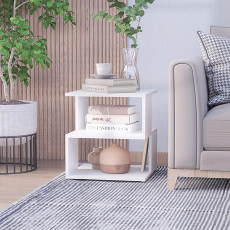 easycomfort easycomfort tavolino da caffe 2 ripiani aperti design moderno salotto soggiorno legno 40x40x43cm bianco ean 8054111841382