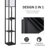 easycomfort easycomfort lampada da terra con 3 mensole e 2 porte usb attacco lampadine e27 26x26x160cm nero ean 8054144133096