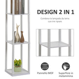 easycomfort easycomfort lampada da terra con 3 mensole integrate attacco e27 potenza 40w arredamento moderno in mdf 26x26x160cm bianco