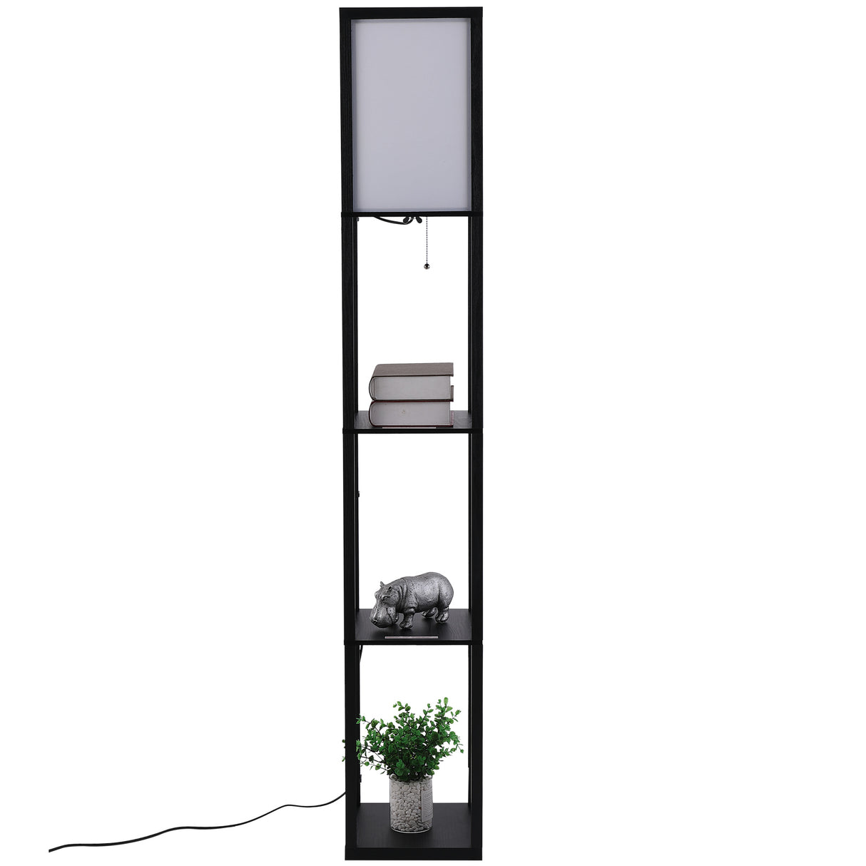 easycomfort easycomfort lampada da terra moderna lampadina illuminazione interna salvaspazio con ripiani da soggiorno cotone mdf 26 x 26 x 160 cm nero e bianco ean 8054111846059