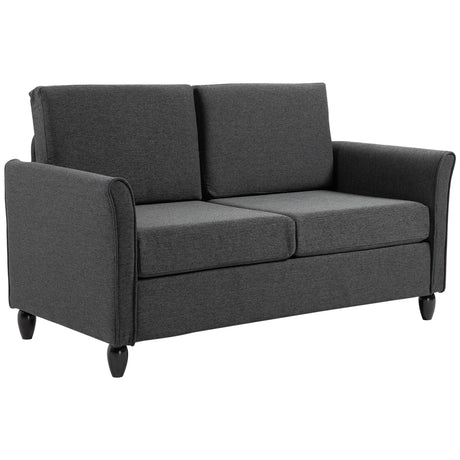 easycomfort easycomfort divano a 2 posti a seduta ampia con cuscini rimovibili da salotto in tessuto effetto lino e gommapiuma 141x70x78 cm grigio scuro e nero ean 8055776914503
