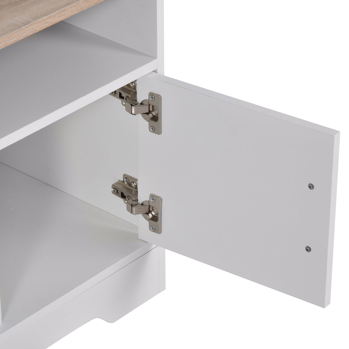 easycomfort easycomfort mobile tv con 3 scomparti aperti 2 armadietti e piano dappoggio mobile per tv fino a 50 in truciolato 105x40x52cm bianco e legno