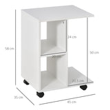 easycomfort easycomfort tavolino da salotto a c con 2 ripiani aperti e 4 ruote girevoli in truciolato 45x35x58cm bianco