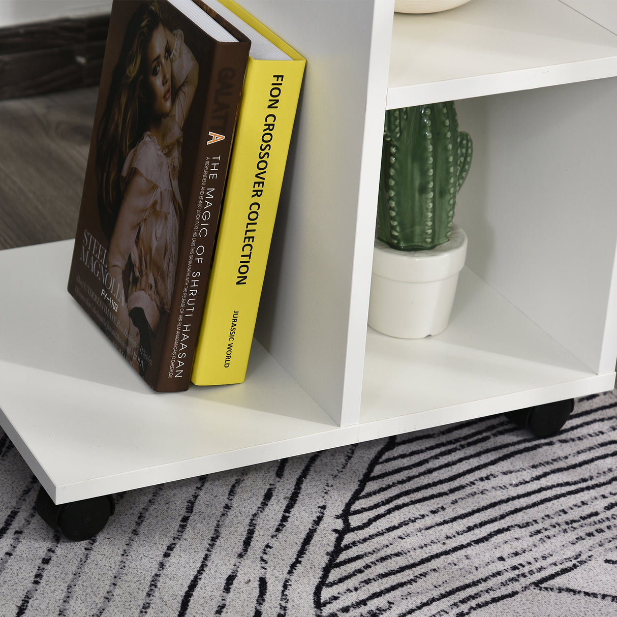 easycomfort easycomfort tavolino da salotto a c con 2 ripiani aperti e 4 ruote girevoli in truciolato 45x35x58cm bianco