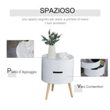 easycomfort easycomfort tavolino da caffe rotondo 3 elementi con apertura a rotazione vassoio rimovibile in legno bianco 38 x 48 3cm ean 8054144134604