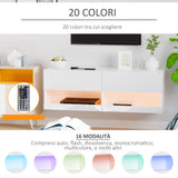 easycomfort easycomfort mobile tv sospeso in legno mobile porta tv moderno con luci led di 20 colori per tv max 42 bianco lucido 120x35x40 5cm