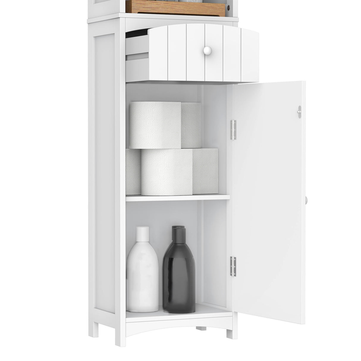 easycomfort easycomfort mobiletto a colonna bagno salvaspazio in mdf bianco armadietto bagno multifunzione per camera con 3 ripiani 34x24x170cm ean 8054111847384