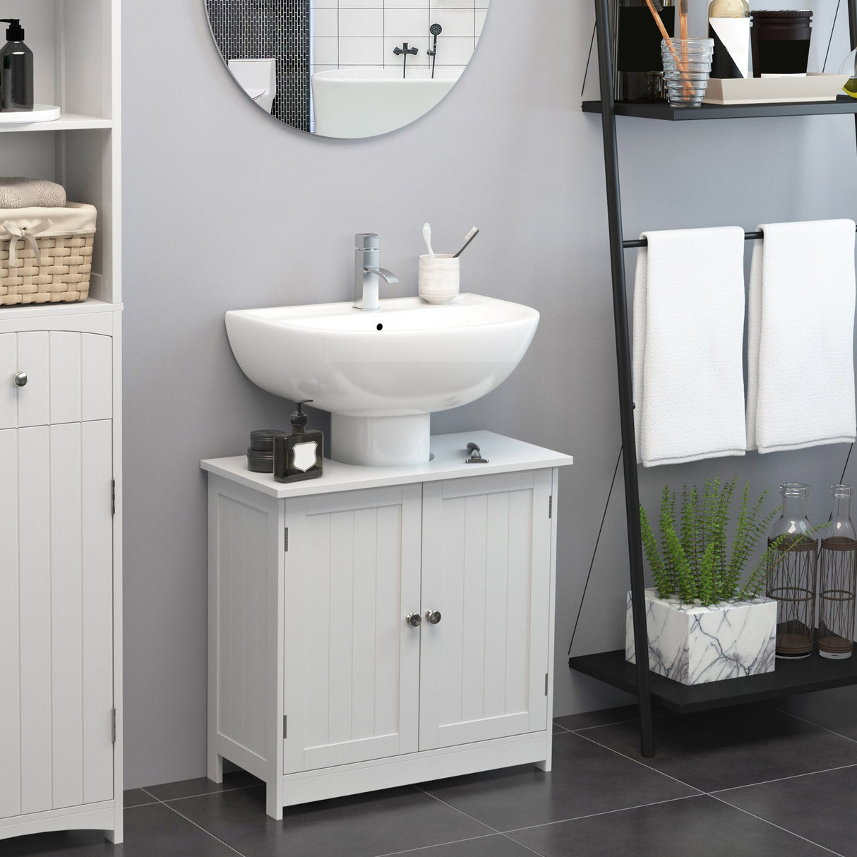 easycomfort easycomfort amardietto sottolavabo in mdf mobiletto sottolavello bianco per bagno con 2 ante 60x30x60cm ean 8054111843294