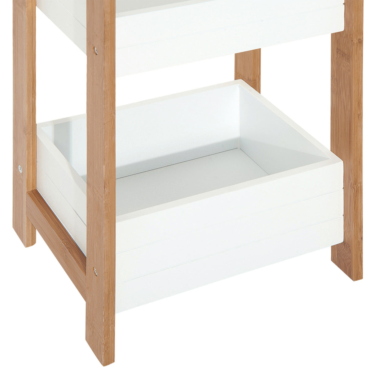easycomfort easycomfort mobiletto bagno a 3 ripiani compatto in legno mdf bianco e bambu 27 5x20 8x74cm