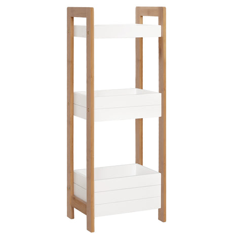easycomfort easycomfort mobiletto bagno a 3 ripiani compatto in legno mdf bianco e bambu 27 5x20 8x74cm