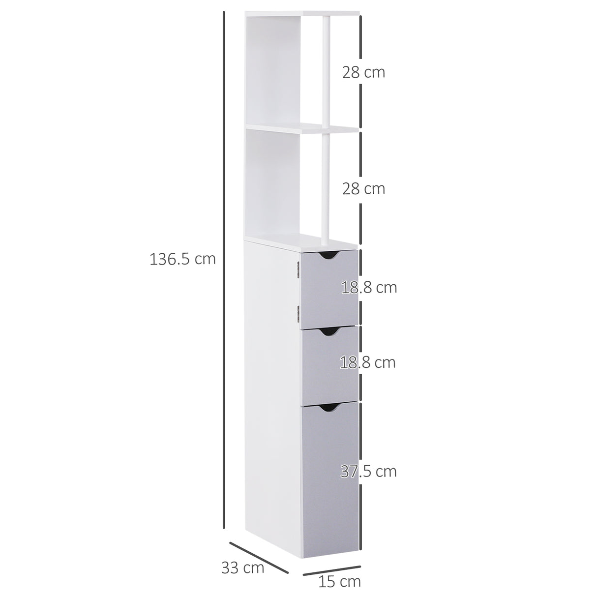 easycomfort easycomfort mobiletto a colonna salvaspazio in legno armadietto da bagno con ripiani e armadietti bianco 15x33x136 5cm ean 8054111841566
