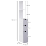 easycomfort easycomfort mobiletto a colonna salvaspazio in legno armadietto da bagno con ripiani e armadietti bianco 15x33x136 5cm ean 8054111841566