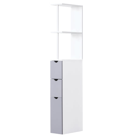 easycomfort easycomfort mobiletto a colonna salvaspazio in legno armadietto da bagno con ripiani e armadietti bianco 15x33x136 5cm ean 8054111841566