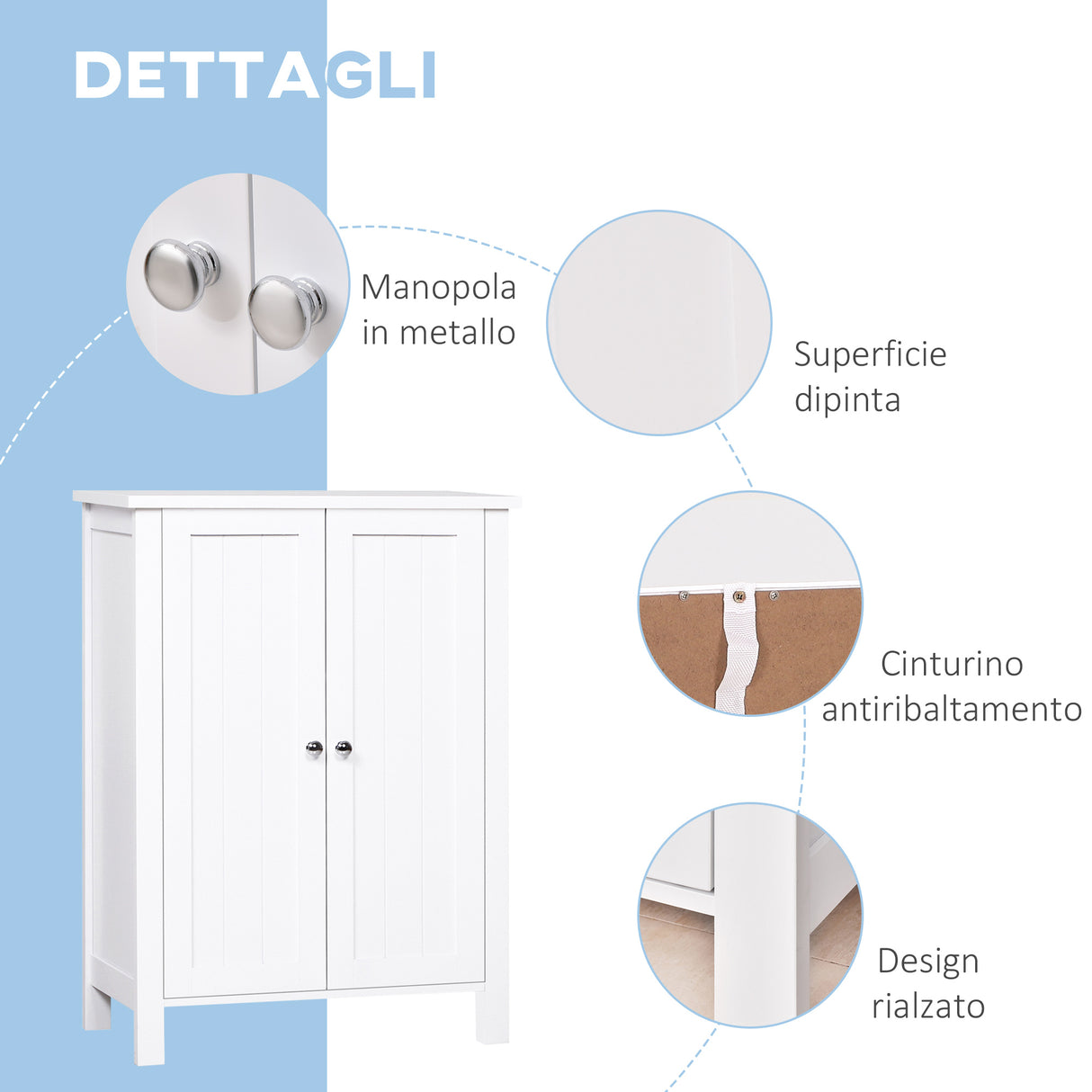 easycomfort easycomfort mobiletto da bagno mobiletto multiuso salvaspazio con armadietto 2 ripiani 2 ante maniglie in mdf 60 x 30 x 80cm bianco ean 8054144130422