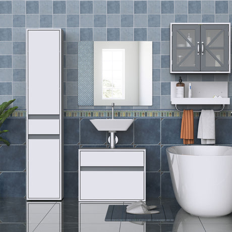 easycomfort easycomfort mobiletto sottolavabo e copricolonna per il bagno in legno bianco con 2 cassetti e taglio a u 67 x 36 x 52cm ean 8054111848138