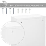 easycomfort easycomfort armadietto medicinali a 3 livelli in acciaio con 2 chiavi e montaggio a parete 40x18x60 cm bianco