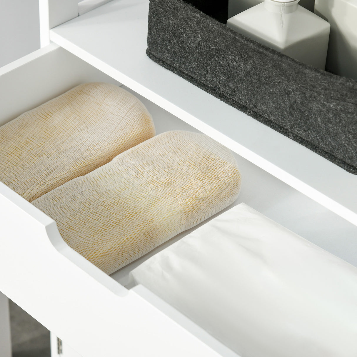 easycomfort easycomfort mobile bagno con mensole armadietto e cassetto mobiletto multiuso in legno bianco 60x33x122 5cm