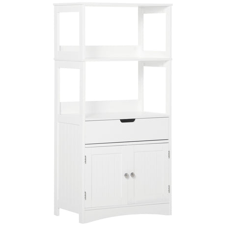 easycomfort easycomfort mobile bagno con mensole armadietto e cassetto mobiletto multiuso in legno bianco 60x33x122 5cm