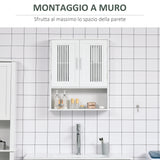 easycomfort easycomfort mobiletto da bagno a muro salvaspazio con armadietto e ripiano 60x20x70 cm bianco