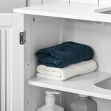 easycomfort easycomfort mobiletto da bagno sottolavabo a 2 ante in mdf salvaspazio con ripiani regolabili 60x30x60cm bianco