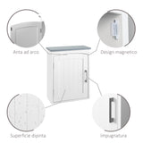 easycomfort easycomfort mobile pensile bagno a unanta con mensola regolabile 41x18 5x52cm bianco e grigio