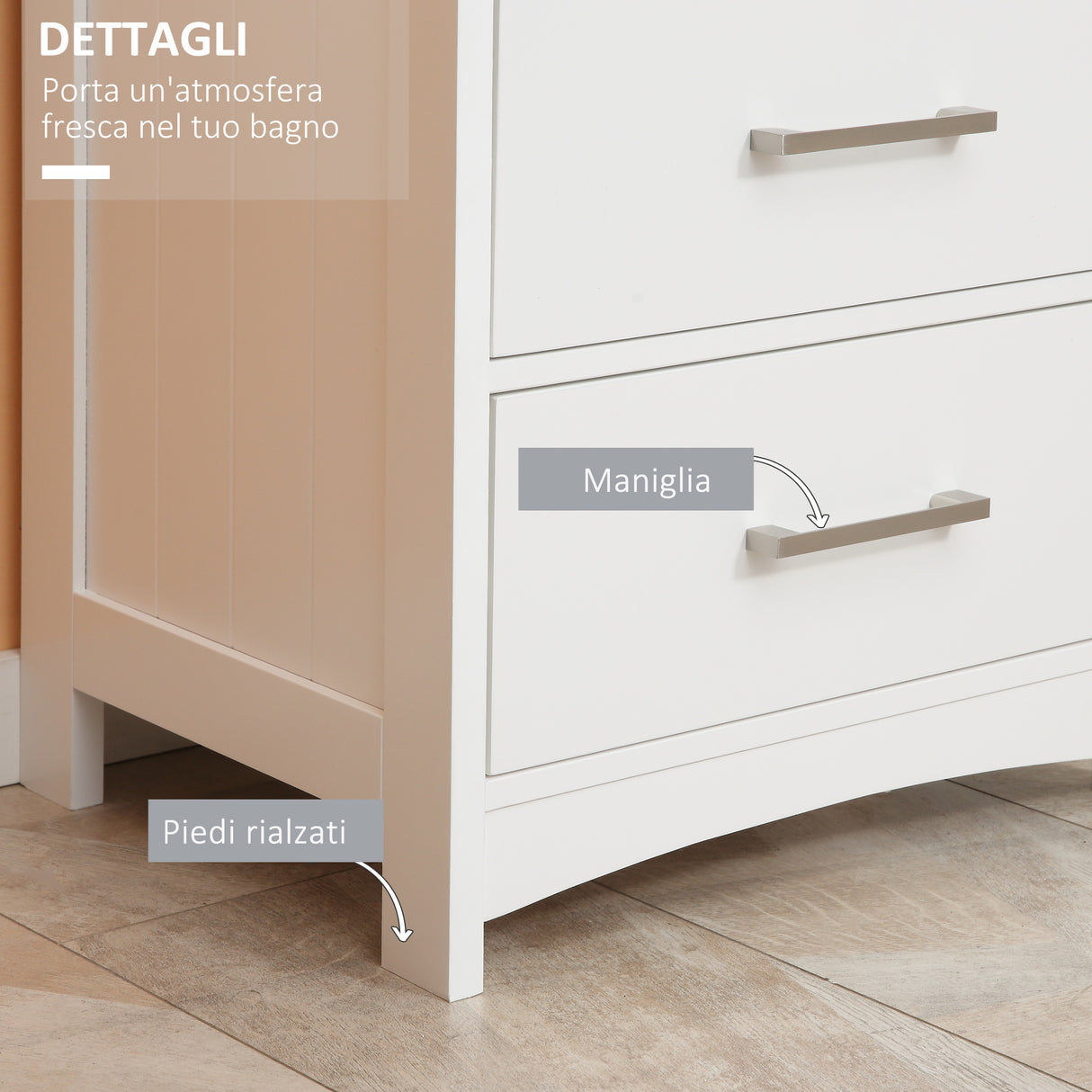 easycomfort easycomfort mobiletto bagno con scaffale aperto e 3 cassetti in mdf 40x33x80cm bianco