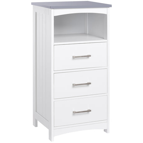 easycomfort easycomfort mobiletto bagno con scaffale aperto e 3 cassetti in mdf 40x33x80cm bianco