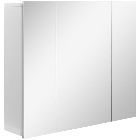 easycomfort easycomfort armadietto bagno con 3 ante specchiate e ripiani regolabili 70x15x60cm bianco