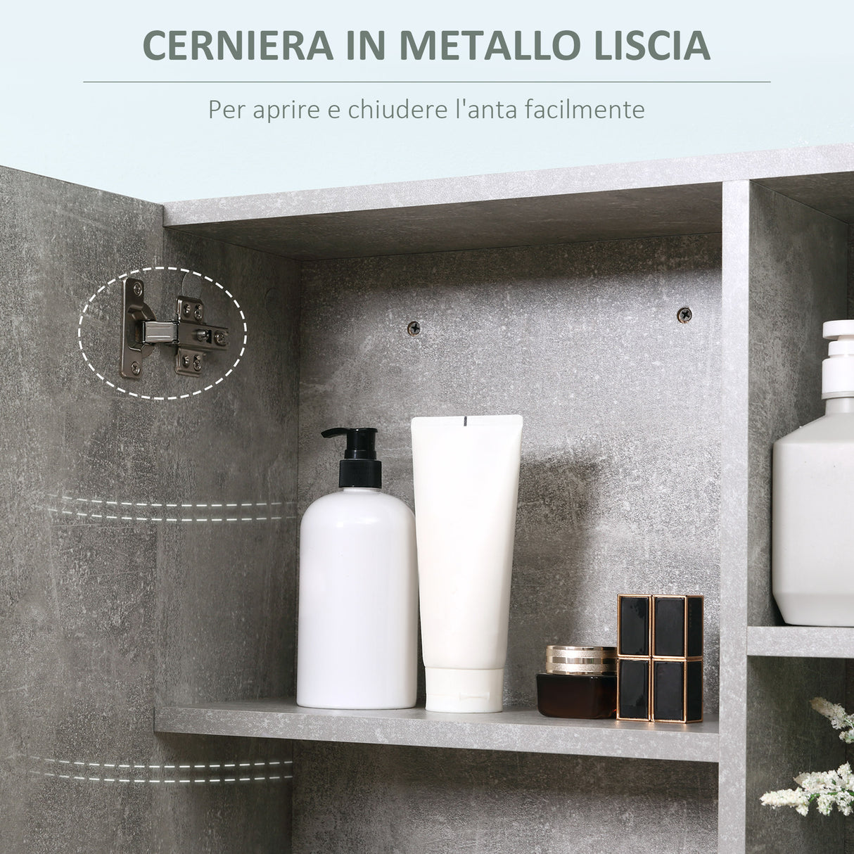 easycomfort easycomfort specchiera bagno a parete con anta e mensole laterali in legno 80x19 8x64cm